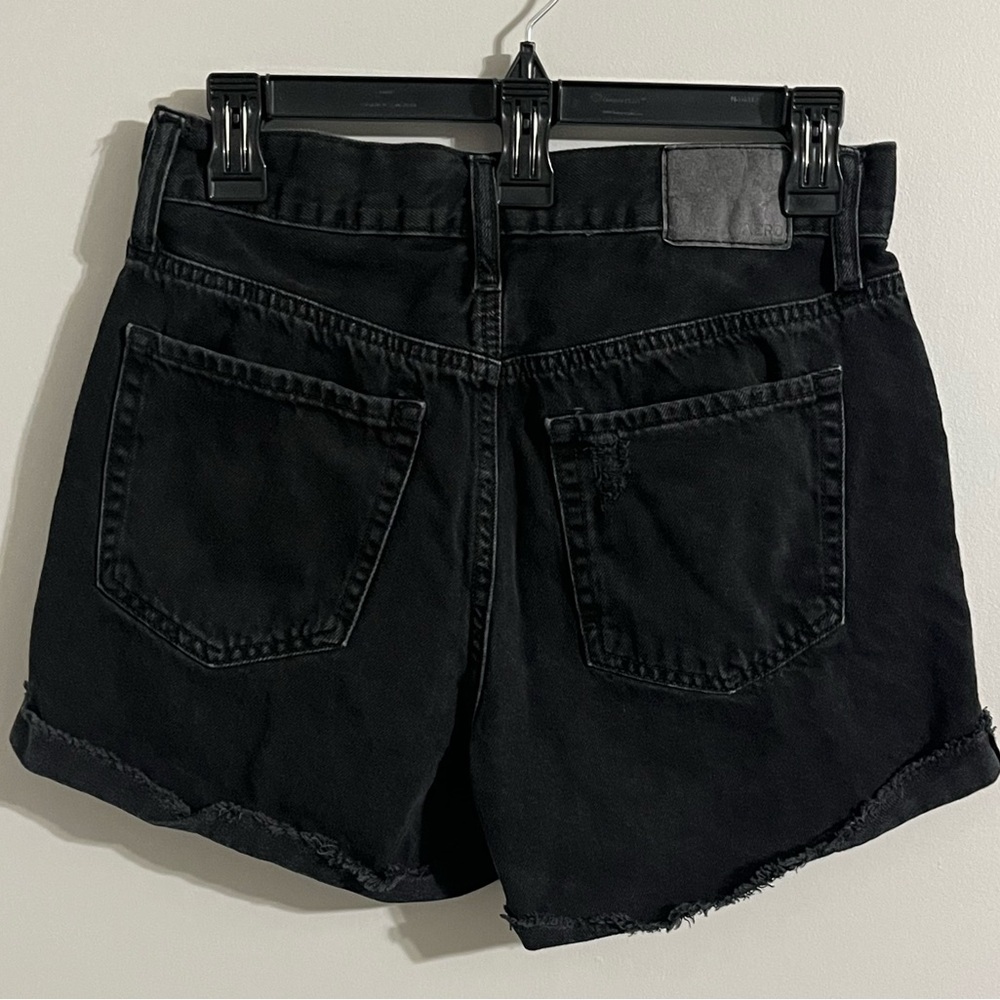 Aeropostale High-Waisted Distressed Black Denim Mom Shorts - Picture 2 of 9